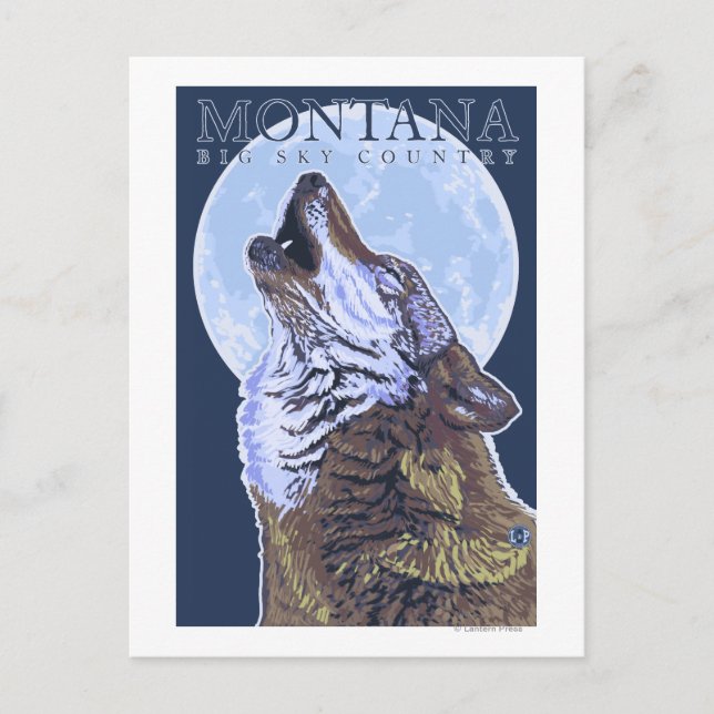 Montana — Big Sky CountryHowling Wolf Postkarte (Vorderseite)