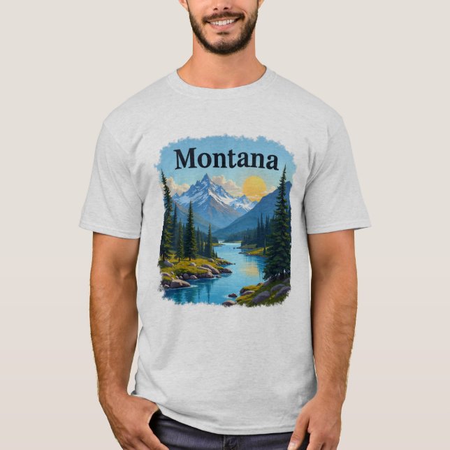 Montana Big Sky Mountains River T-Shirt (Vorderseite)