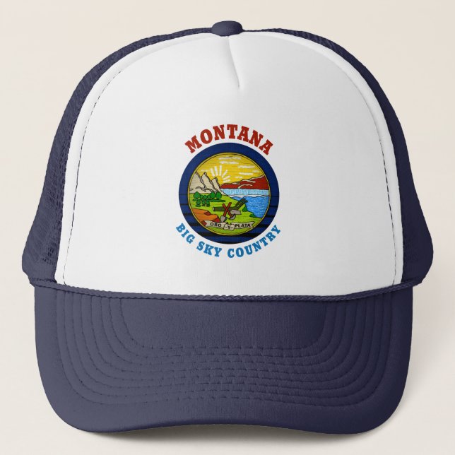 MONTANA BIG SKY STATE FLAG TRUCKER HAT TRUCKERKAPPE (Vorderseite)