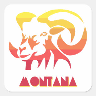 Montana Bighorn Quadratischer Aufkleber