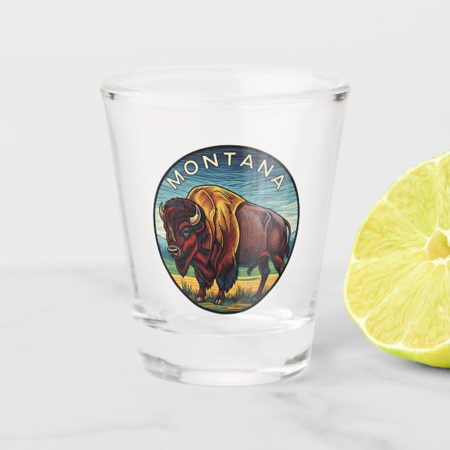 Montana Bison Schnapsglas (Vorderseite)