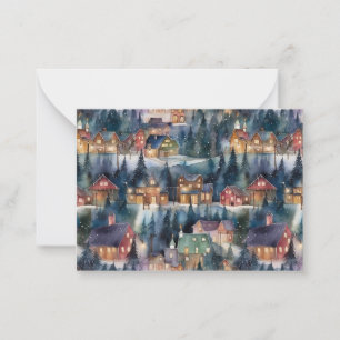 Montana Christmas in Midnight Street Watercolor Mitteilungskarte