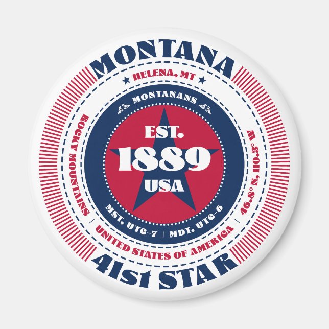 Montana Circle Typografie Souvenir Magnet (Vorne)