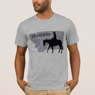 Montana Cowboy Grunge Karte Mens Grau T - Shirt