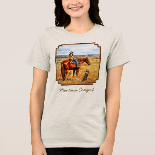 Montana Cowgirl am Reitpferd Tri-Blend Shirt