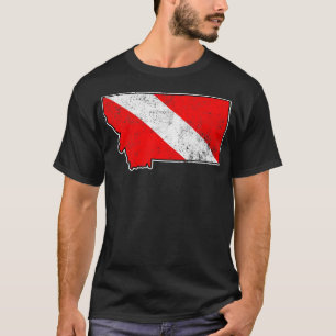 Montana Dive Flag Scuba Diving Staat Karte Tauchen T-Shirt