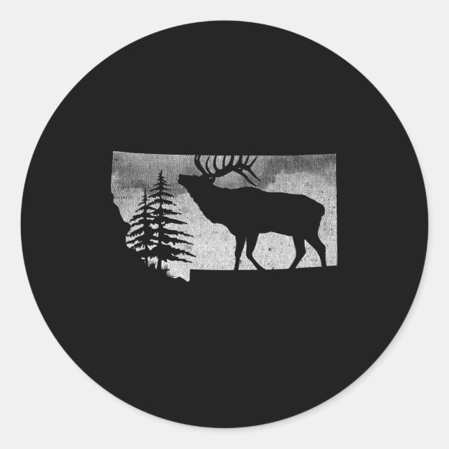 Montana Elk Hunter Runder Aufkleber (Vorderseite)