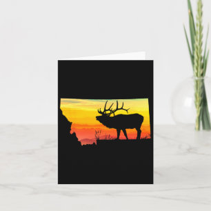 Montana Elk Hunter Vater Vintag Retro Sun Bow Hunt Karte