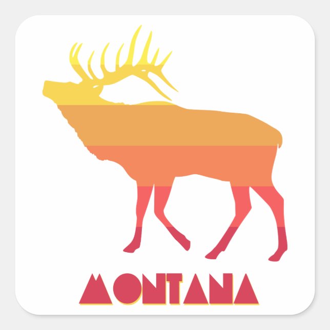 Montana Elk Quadratischer Aufkleber (Vorderseite)