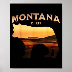 Montana Est 1889 Wolf Scenic Wilderness Blick Poster