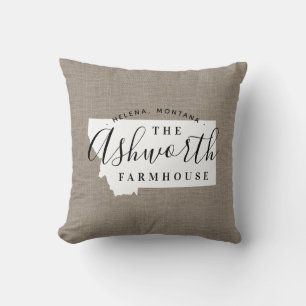 Montana-Familien-Monogramm-Staatthrow-Kissen Kissen