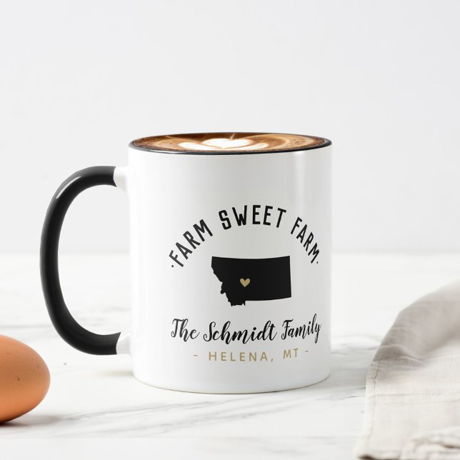 Montana Farm Sweet Farm Family Monogram Tasse (Von Creator hochgeladen)