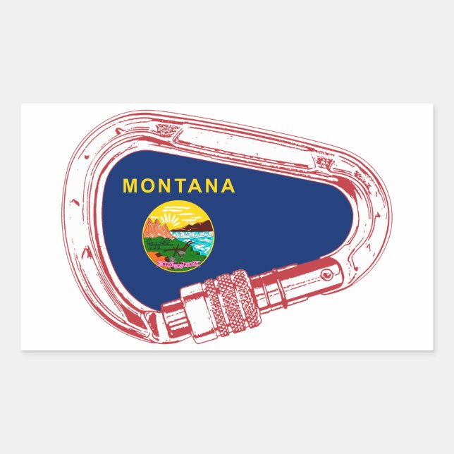 Montana Flag Klettersteig Carabiner Rechteckiger Aufkleber (Vorderseite)