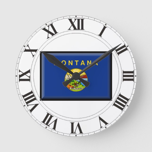 Montana Flag Runde Wanduhr (Vorderseite)
