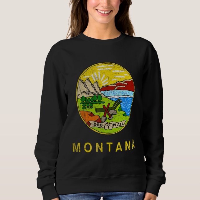 Montana Flag Staat Vintag Style Sweatshirt (Vorderseite)