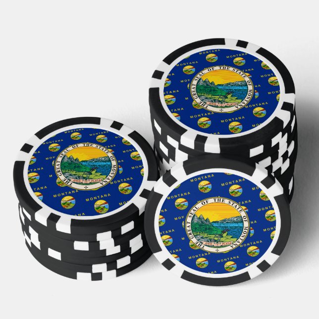 Montana-Flagge & Emblem, Montana Pokerchips (Stapel)
