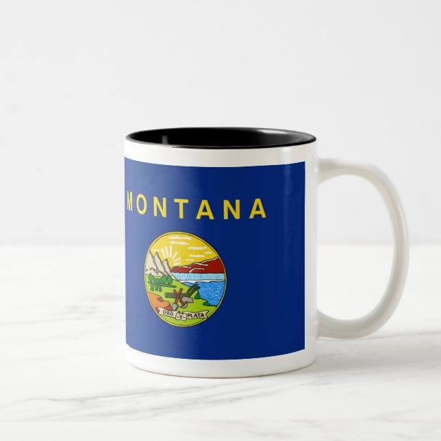 Montana-Flagge Zweifarbige Tasse (Rechts)