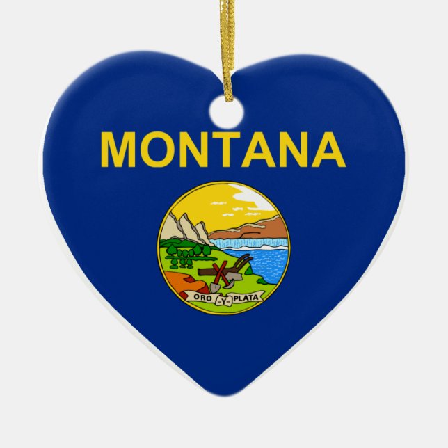 Montana-Flaggen-Herz Keramikornament (Vorne)