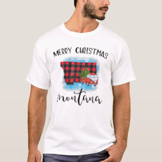Montana Frohe Weihnachtswagen Buffalo Karierten We T-Shirt