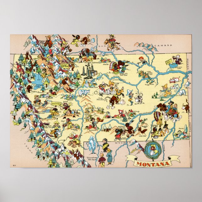 Montana Funny Map Poster (Vorne)