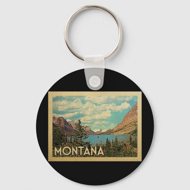 Montana Glacier Park Vintage Schlüsselanhänger (Vorderseite)