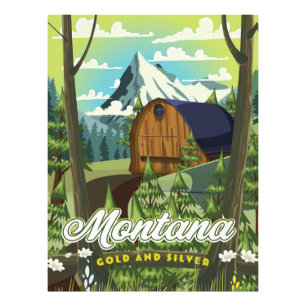 Montana "Gold und Silber" Reiseplakat Fotodruck