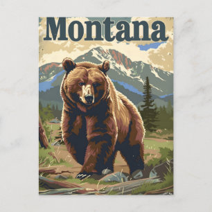 Montana Grizzly Vintag Postkarte