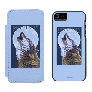 Montana -- Großer Himmel CountryHowling Wolf Incipio Watson™ iPhone 5 Geldbörsen Hülle