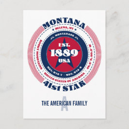 Montana, Helena, MT, Patriotic, Monogramm Postkarte