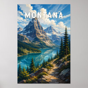 Montana Illustrations Reise Kunst Vintage Poster