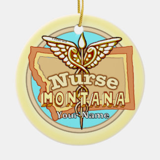 Montana Krankenschwester Caduceus  Keramik Ornament