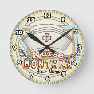 Montana Krankenschwester Runde Wanduhr