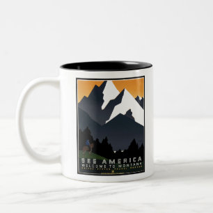 Montana Landschaft Kunst, Dichtung und Musik Vinta Zweifarbige Tasse