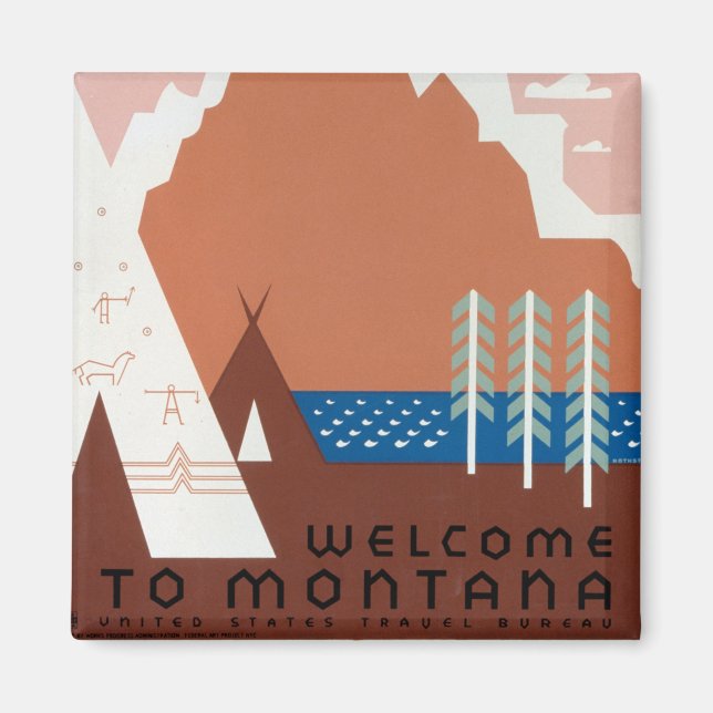 Montana Landschaft Kunst Vintage Fotos Alte Ästhet Magnet (Vorne)