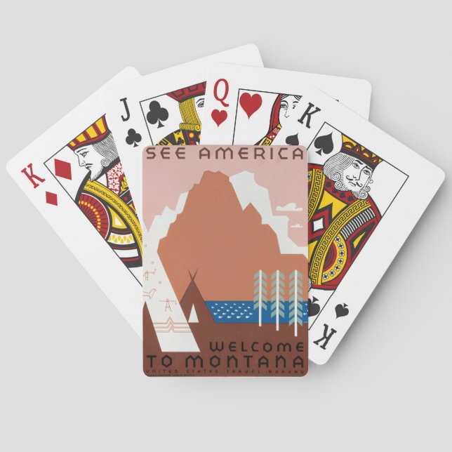 Montana Landschaft Kunst Vintage Fotos Alte Ästhet Spielkarten (Rückseite)