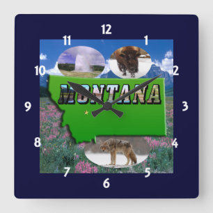 Montana Map, Picture Text und Sites Uhr