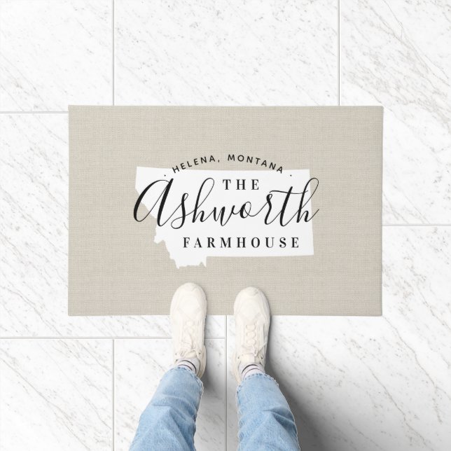 Montana Monogram Staat Doormat Fußmatte (Indoor)