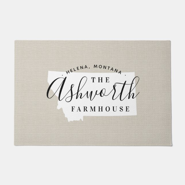 Montana Monogram Staat Doormat Fußmatte (Vorderseite)