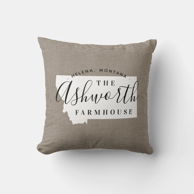 Montana Monogram Staat Throw Kissen (Vorderseite)