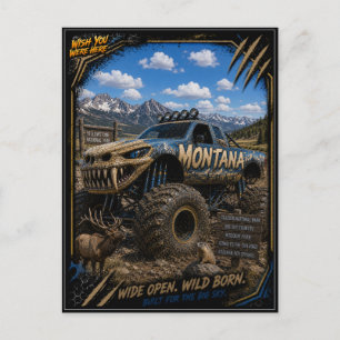 Montana Monster Truck Gelände Kunst Postkarte