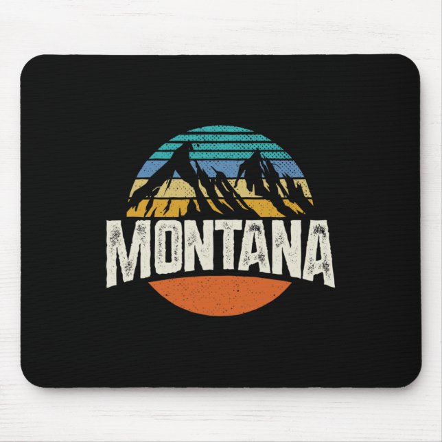 Montana Mountains Retro Design Hiking Mt  Mousepad (Vorne)