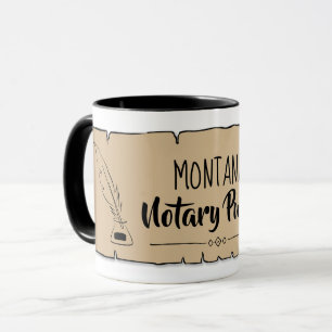 Montana Notary Public Scroll Feather Quill Tasse