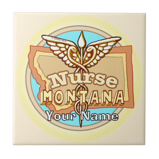 Montana Nurse Caduceus Tile Fliese (Vorderseite)