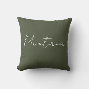 Montana Olive Green and White Throw Kissen