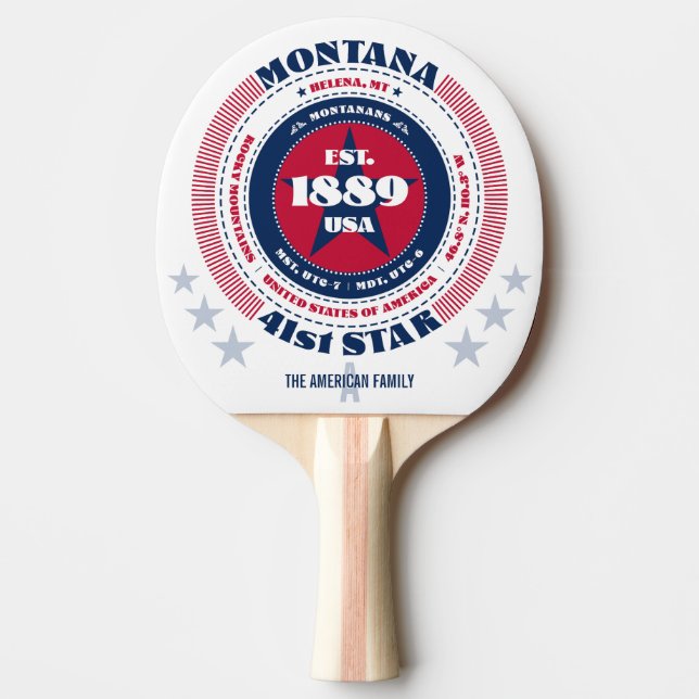 Montana Pride Circular Typografy Monogram Tischtennis Schläger (Vorderseite)