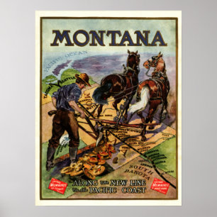 Montana-Reiseplakat für die Eisenbahn Poster