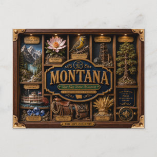 Montana Shadow Box 3D Figurine Staat Postkarte
