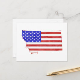 Montana Shaped American Flag Patriotic Montanan Postkarte