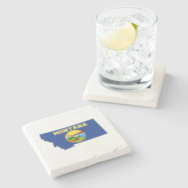 Montana Silhouette Map Shaped State Flag Steinuntersetzer