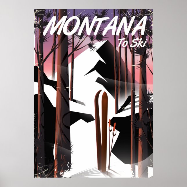 Montana Ski Vintage Reiseplakat Poster (Vorne)